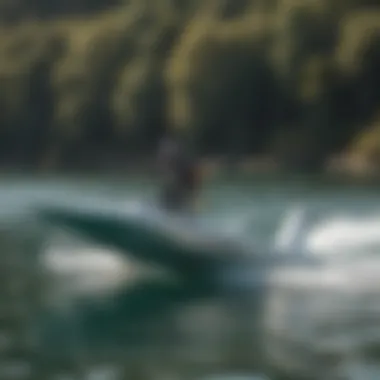 Gliding Innovation: The Self-Propelled Foil Board Dynamic view of a self-propelled foil board gliding over water