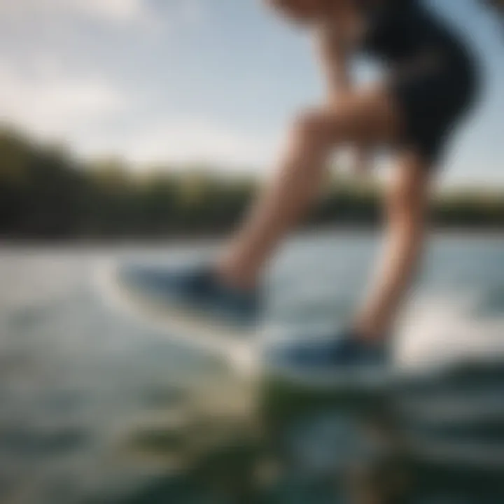 A person using Billabong slip-on shoes while engaging in a watersport activity