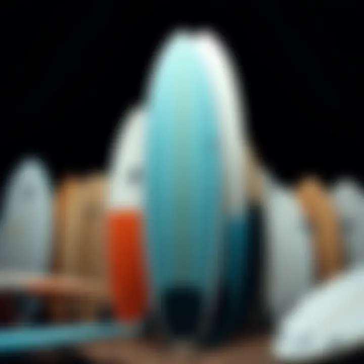 Variety of Surfboard Shapes for Intermediate Surfers Diverse surfboard designs showcasing various shapes and sizes suitable for intermediate surfers.