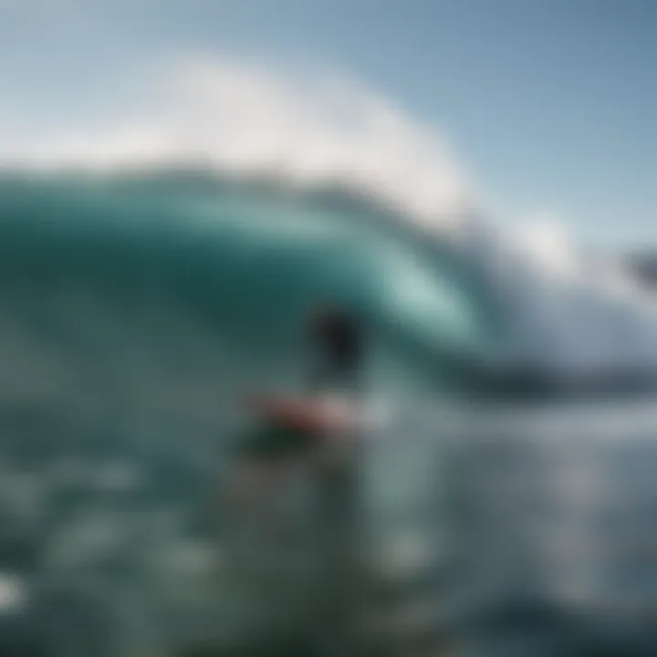 Surfer navigating challenging waves