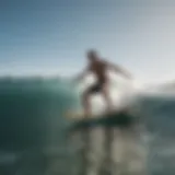 Surfer practicing balance on a board