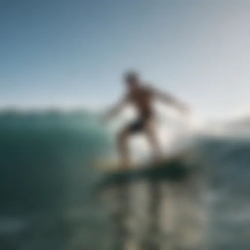 Surfer practicing balance on a board