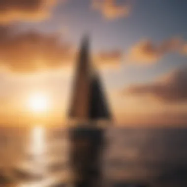 Silhouette of a sailboat against a colorful sky