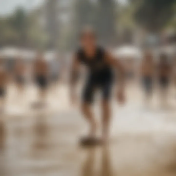 A vibrant community gathering engaged in finger skimboarding, demonstrating camaraderie and passion.