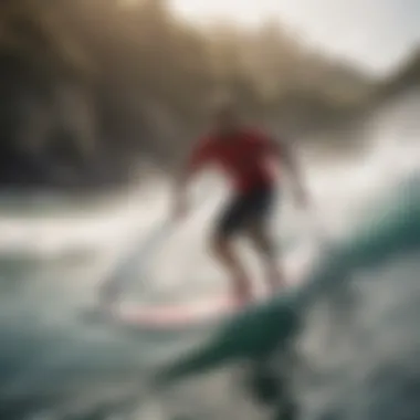 A paddle surfer demonstrating a unique technique