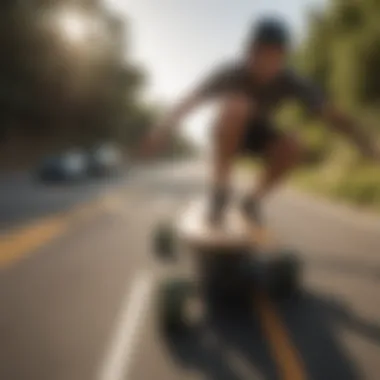 An artistic depiction of longboard cruising techniques