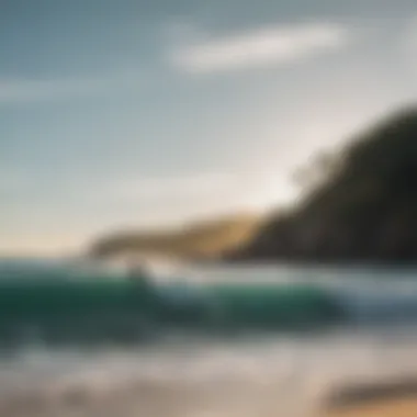 Scenic view of Punta de Mita coastline with surfers