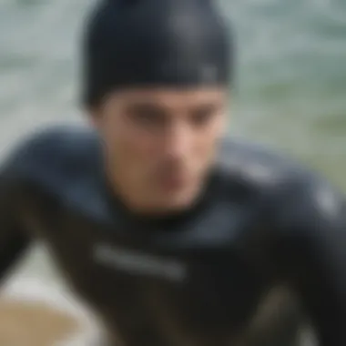 A close-up view of a wetsuit being rinsed in fresh water