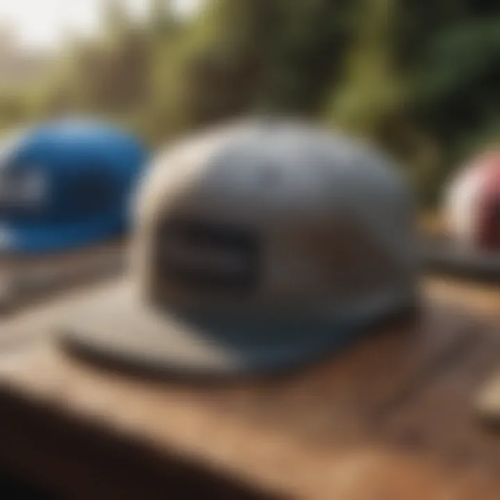 A display of eco-friendly materials used in sustainable snapback production