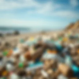 Visual representation of plastic waste accumulation on a beach
