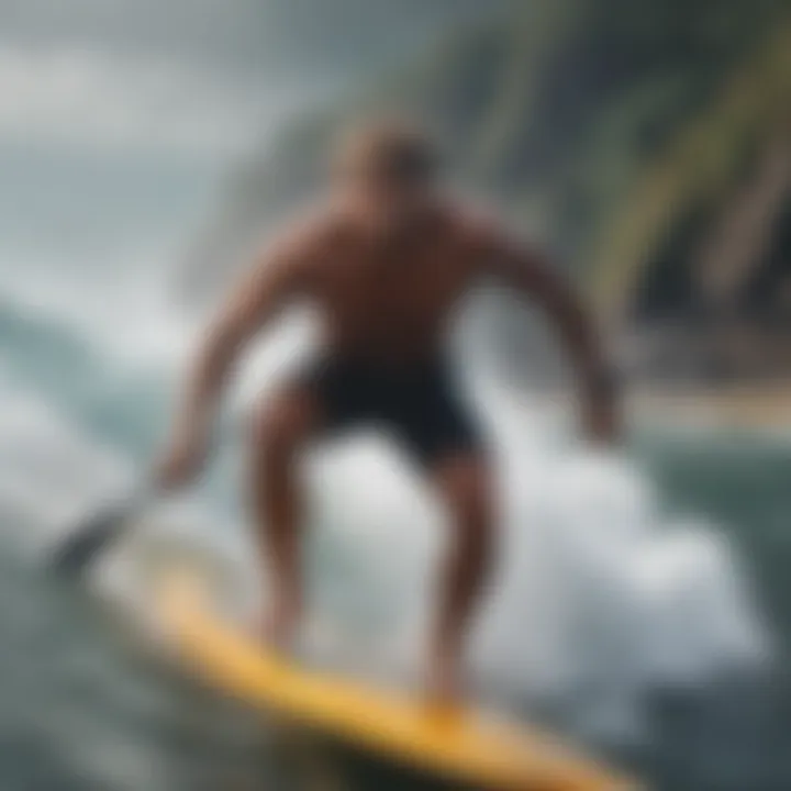 Illustration of the biomechanics involved in paddling for surfing