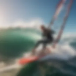 A skilled windsurfer navigating through vibrant waves