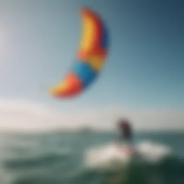 A vibrant training kite soaring in the sky