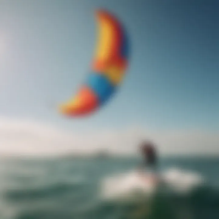 A vibrant training kite soaring in the sky