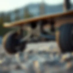 Detailed view of 200mm longboard truck design highlighting specifications