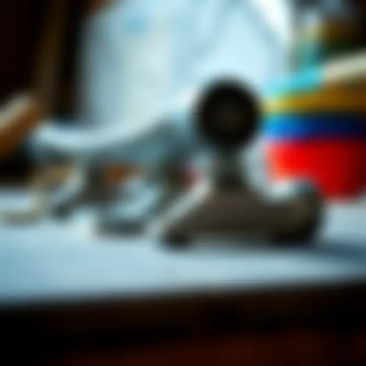 Materials in Longboard Truck Construction Close-up of materials used in longboard truck construction