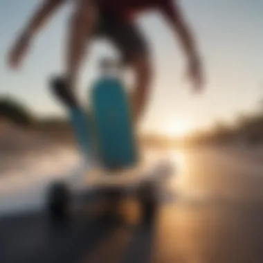 Cruising in Action Cruiser board in motion demonstrating stability and maneuverability.