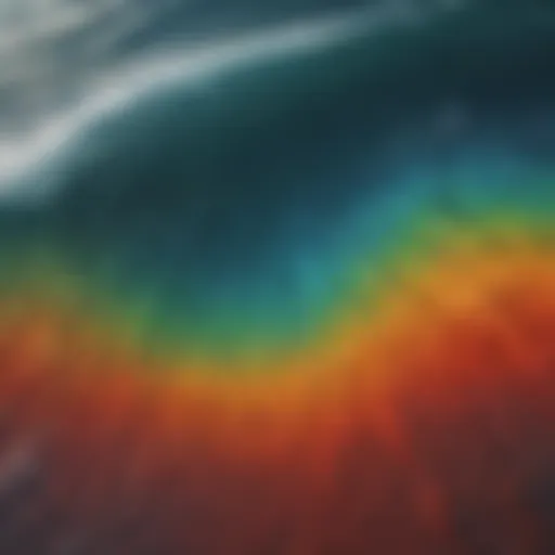 Color-coded representation of sea surface temperature variations