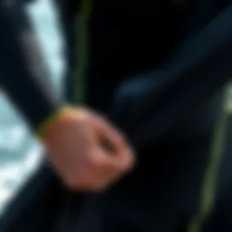 Close-up view of wetsuit fabric showcasing flexibility