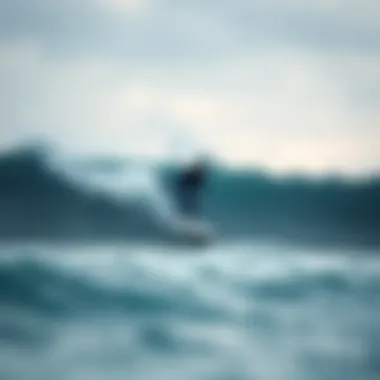 Surfer navigating powerful waves