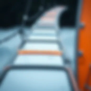 Close-up view of a wing foil showcasing its intricate design and materials