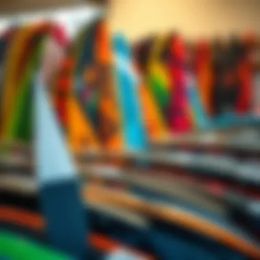 Diverse collection of second-hand wing foils displayed for sale