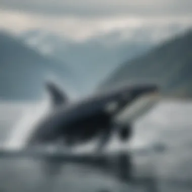 An orca breaching the surface, demonstrating its powerful hunting skills