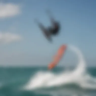 Kiteboarder executing a maneuver, showcasing the importance of positioning