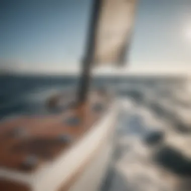 Sailboat navigating on open water with a clear view of the starboard side