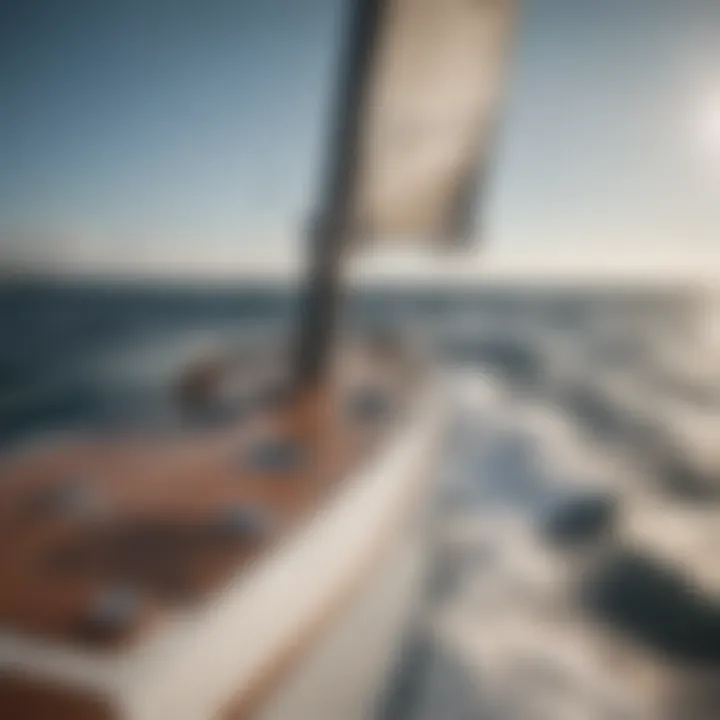 Sailboat navigating on open water with a clear view of the starboard side