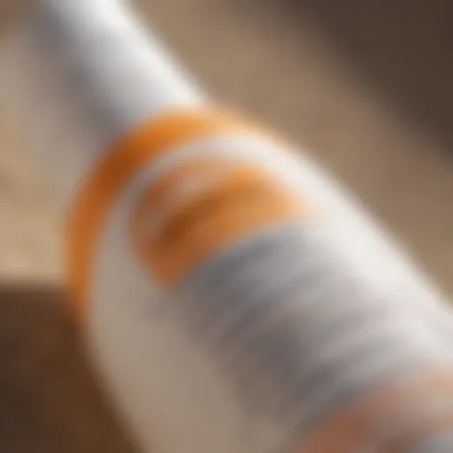 Close-up of a sunscreen bottle revealing ingredient list