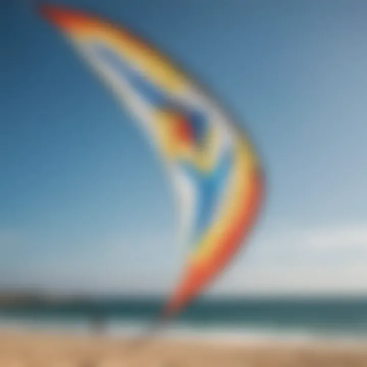 Close-up of a well-maintained used kitesurfing kite showcasing its features