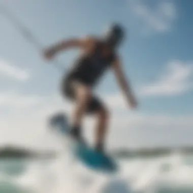 Action shot of wakeboarding using the Monster Wake Tower.