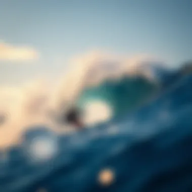 A watersport scene inspired by the Great Wave's symbolism.