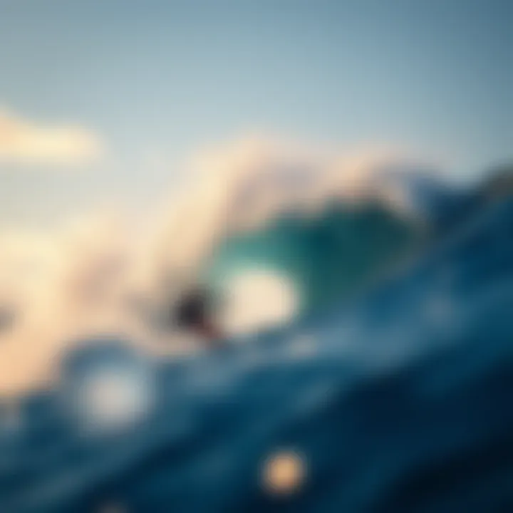 A watersport scene inspired by the Great Wave's symbolism.